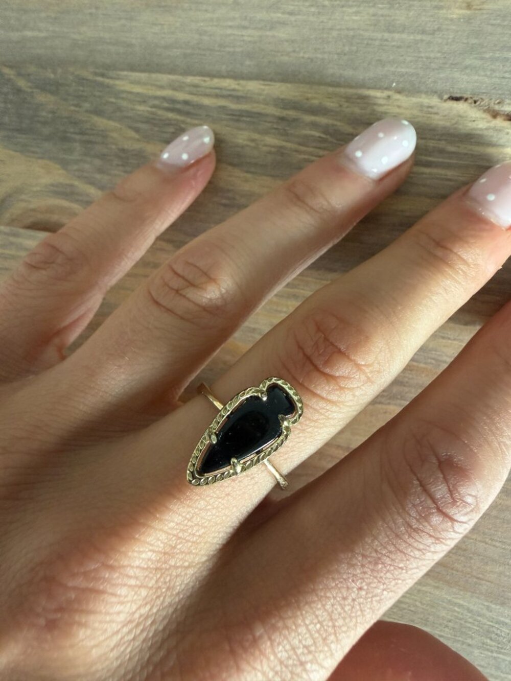 Kendra Scott Gold Black Stone Statement Ring Size 9